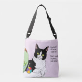 Zwart Wit Tuxedo Grappige Kat Crossbody Tas (Voorkant)