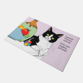 Zwart Wit Tuxedo Grappige Kat Deurmat (Schuin)