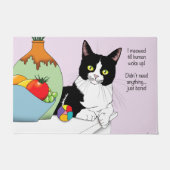 Zwart Wit Tuxedo Grappige Kat Deurmat (Voorkant)