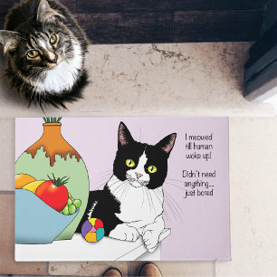 Zwart Wit Tuxedo Grappige Kat Deurmat