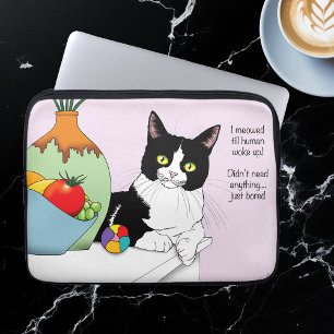 Zwart Wit Tuxedo Grappige Kat Laptop Sleeve