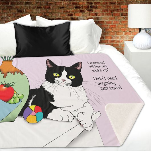 Zwart Wit Tuxedo Grappige Kat Sherpa Deken