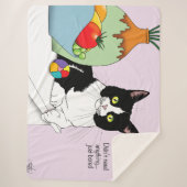 Zwart Wit Tuxedo Grappige Kat Sherpa Deken (Voorkant)