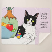 Zwart Wit Tuxedo Grappige Kat Sherpa Deken (Voorkant (horizontaal))