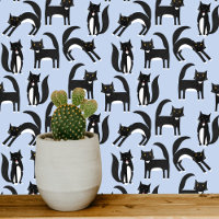 Zwart-wit Tuxedo Kat Blauw Patroon