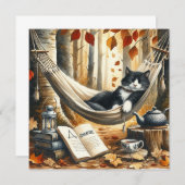 Zwart-wit Tuxedo Kat Dromen van Avontuur (Voorkant / Achterkant)