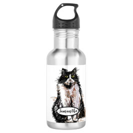 Zwart-wit Tuxedo Kat Katten Waterfles Waterfles