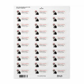 Zwart-wit Tuxedo Kat Kerstman Hoed Adreslabel Etiket (Full Sheet)