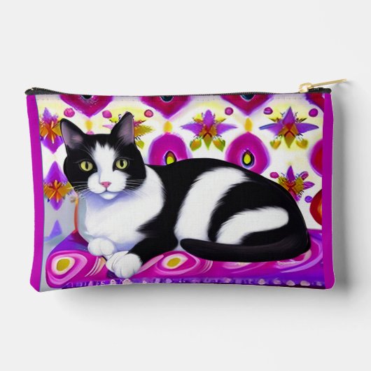 Zwart-wit Tuxedo Kat op een Kussen Etui (Achterkant)