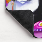 Zwart-wit Tuxedo Kat op een Kussen Muismat (Hoek)