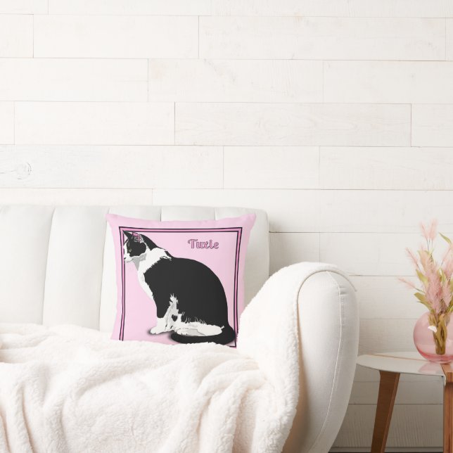 Zwart-wit Tuxedo Kat Persoonlijk Kussen (Bank)