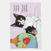 Zwart Wit Tuxedo Kat Theedoek (Verticaal)