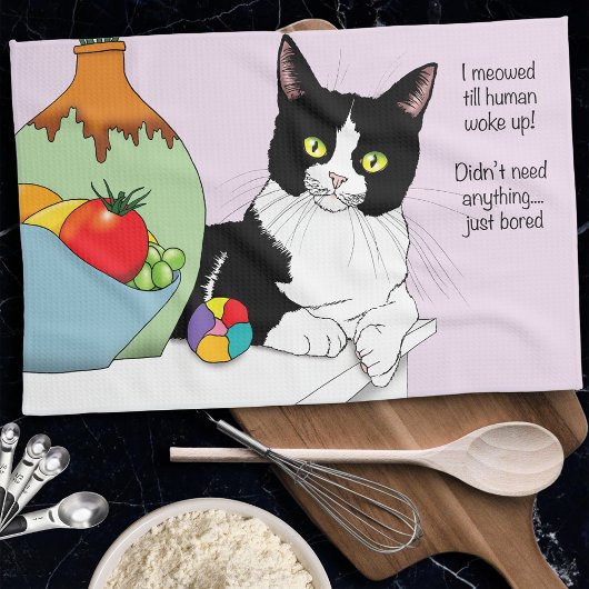 Zwart Wit Tuxedo Kat Theedoek