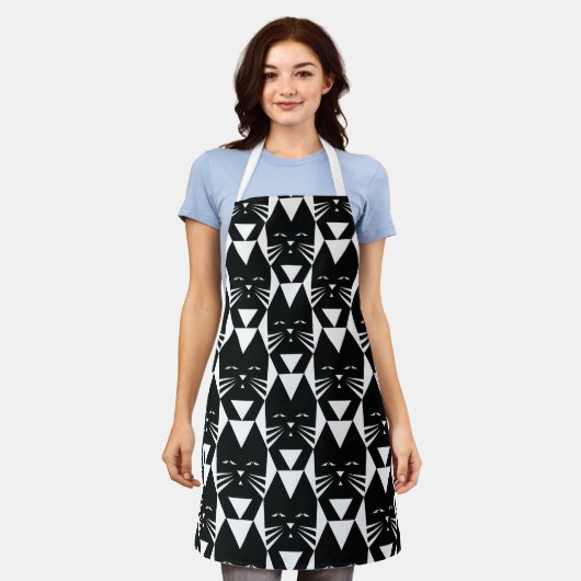 Zwart-wit Tuxedo Katten Funny Geometric Schort (Gedragen)