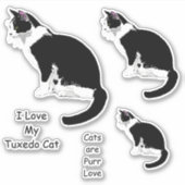 Zwart-wit Tuxedo Katten Sticker Set (Voorkant)