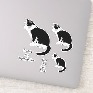Zwart-wit Tuxedo Katten Sticker Set