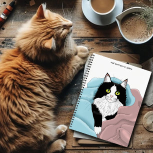 Zwart Wit Tuxedo Kattendekens Schattige Blauw Roze Notitieboek