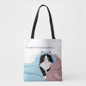 Zwart Wit Tuxedo Kattendekens Schattige Blauw Roze Tote Bag (Voorkant)
