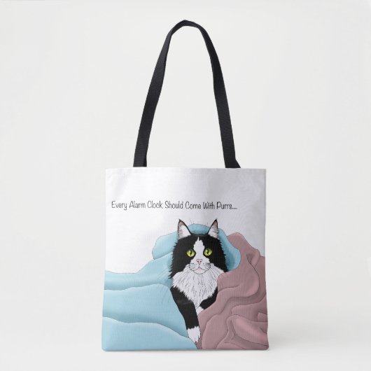 Zwart Wit Tuxedo Kattendekens Schattige Blauw Roze Tote Bag (Voorkant)