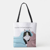 Zwart Wit Tuxedo Kattendekens Schattige Blauw Roze Tote Bag (Achterkant)