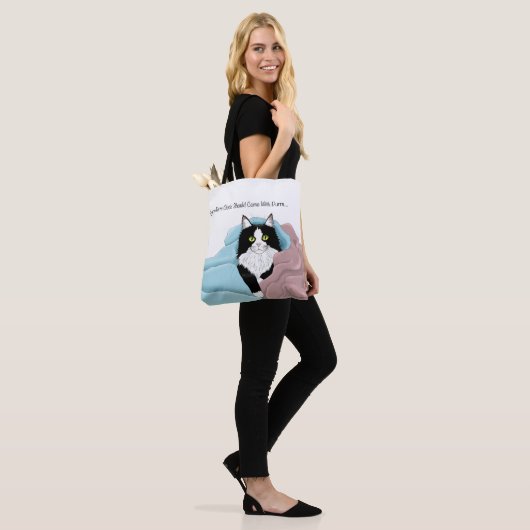 Zwart Wit Tuxedo Kattendekens Schattige Blauw Roze Tote Bag (Op model)