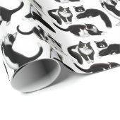 Zwart wit Tuxedo-kattenpapier Cadeaupapier (Rol Hoek)