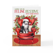 Zwart Wit Tuxedo Kerstmis Kat FELINE Feestelijk