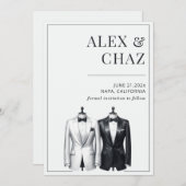 Zwart-wit tuxedo Save the Date (Voorkant / Achterkant)