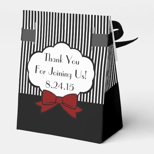 Zwart-wit Tuxedo-Striped Bedankdoosjes (Achterkant)