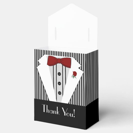 Zwart-wit Tuxedo-Striped Bedankdoosjes (Geopend)