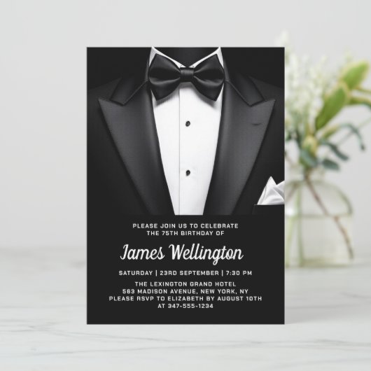 Zwart-wit Tuxedo Tux verjaardagsfeest Kaart (Staand voorkant)