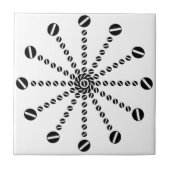 Zwart-wit Twaalf Deel Klok Dial Dot Art Tegeltje (Voorkant)