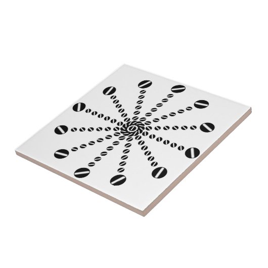 Zwart-wit Twaalf Deel Klok Dial Dot Art Tegeltje (Zijkant)