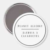 Zwart-wit Tweetalig pinda-allergie Alert Magneet (Voorkant / Achterkant)