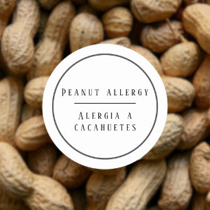 Zwart-wit Tweetalig pinda-allergie Alert Ronde Sticker