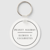 Zwart-wit Tweetalig pinda-allergie Alert Sleutelhanger (Voorkant)