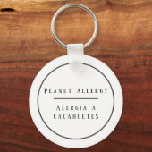 Zwart-wit Tweetalig pinda-allergie Alert Sleutelhanger (Voorkant)
