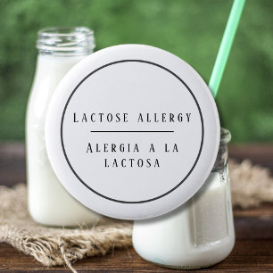 Zwart-wit tweetalige allergie Waarschuwing voor la Ronde Button 5,7 Cm