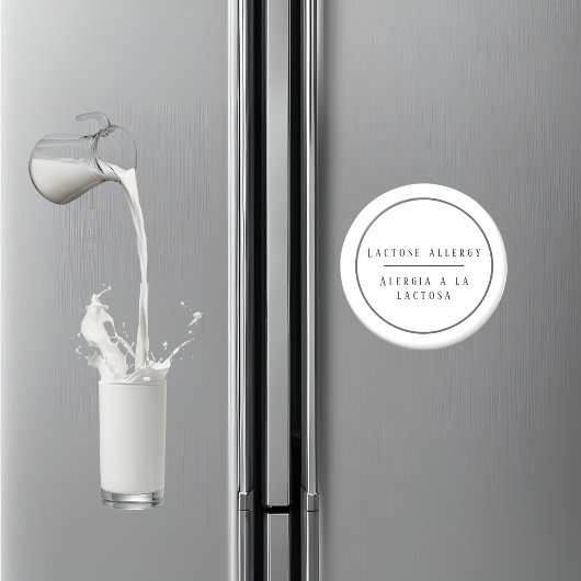 Zwart & Wit Tweetalige Lactose Allergie Spaans Magneet