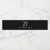 Zwart-wit Twenty First Birthday Wijnlabel Waterfles Etiket (Enkel label)