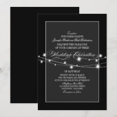 Zwart-wit twinkle lichten moderne bruiloft kaart (Voorkant / Achterkant)