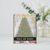 Zwart wit Typewriter Vrolijk kerstfeest één foto Briefkaart (Staand voorkant)