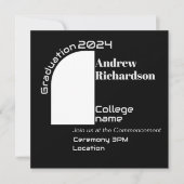 Zwart-wit typografie afstudeerkaart aankondiging (Voorkant)