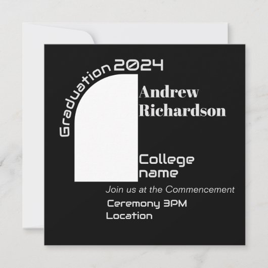 Zwart wit typografie afstuderen Platte Kaart (Voorkant)