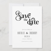 Zwart-wit Typografie Bruiloft Save The Date (Voorkant)