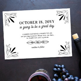  zwart-wit typografie bruiloft save the date