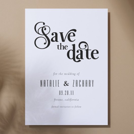 Zwart-wit Typografie Bruiloft Save The Date