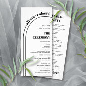 Zwart, wit typografie en boog bruiloft programma