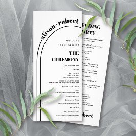 Zwart, wit typografie en boog bruiloft programma