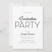 Zwart-wit Typografie Foto Graduation Party Kaart (Voorkant)